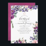 Violet, Plum and Blush Floral Bat Mitzvah Invitation<br><div class="desc">Elegant violet,  plum and blush pink floral bat mitzvah invite designed to be quickly and easily customised to your event specifics.</div>