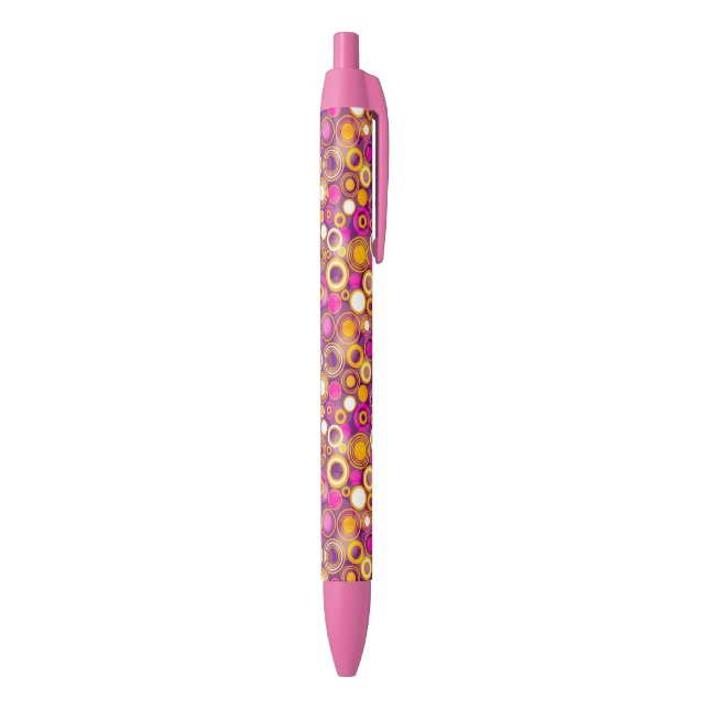 Violet Polka Dot Pattern Black Ink Pen (Bottom (Vertical))