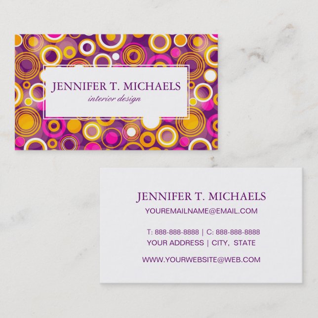 Violet Polka Dot Pattern Business Card (Front/Back)