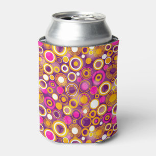 Violet Polka Dot Pattern Can Cooler
