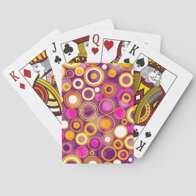 Violet Polka Dot Pattern Playing Cards (Back)