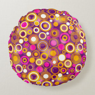 Violet Polka Dot Pattern Round Cushion