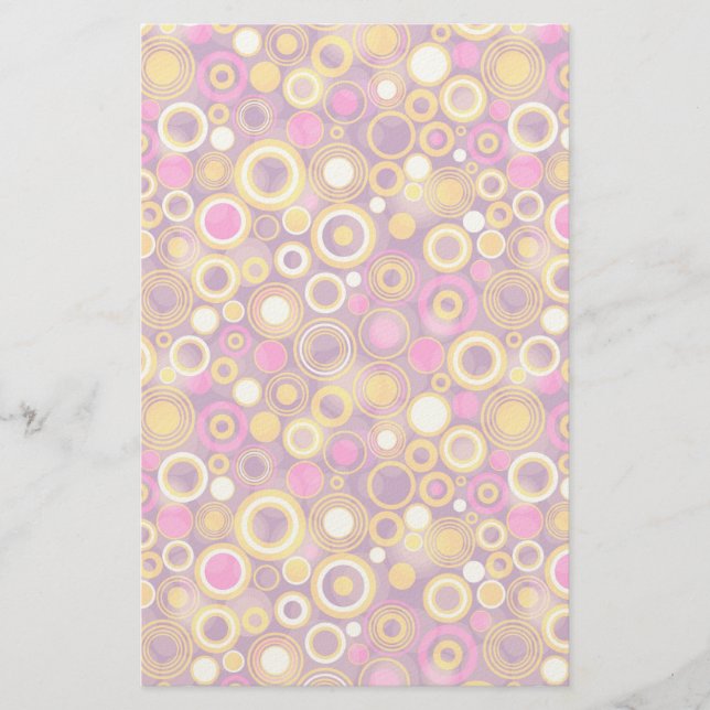Violet Polka Dot Pattern Stationery (Front)