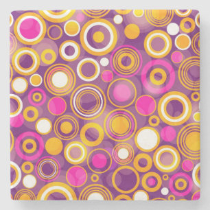 Violet Polka Dot Pattern Stone Coaster