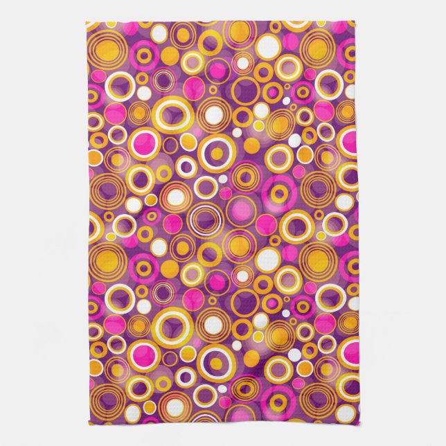 Violet Polka Dot Pattern Tea Towel (Vertical)