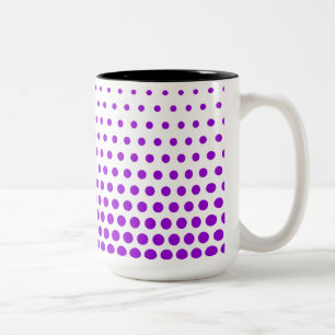 Violet Polka Dots Modern White Two-Tone Coffee Mug