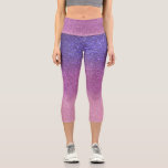 Violet Princess Blush Pink Triple Glitter Ombre Capri Leggings<br><div class="desc">This girly and chic design is perfect for the girly girl. It depicts faux printed sparkly triple sparkly glitter ombre gradient of violet purple, princess pink, and blush pink. It's pretty, modern, trendy, and unique. ***IMPORTANT DESIGN NOTE: For any custom design request such as matching product requests, color changes, placement...</div>