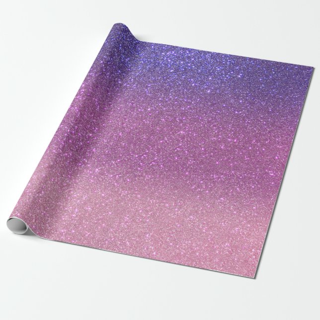 Violet Princess Blush Pink Triple Glitter Ombre Wrapping Paper (Unrolled)