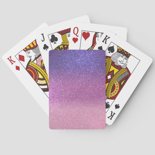 Violet Princess Blush Pink Triple Glitter Playing Cards (Back)