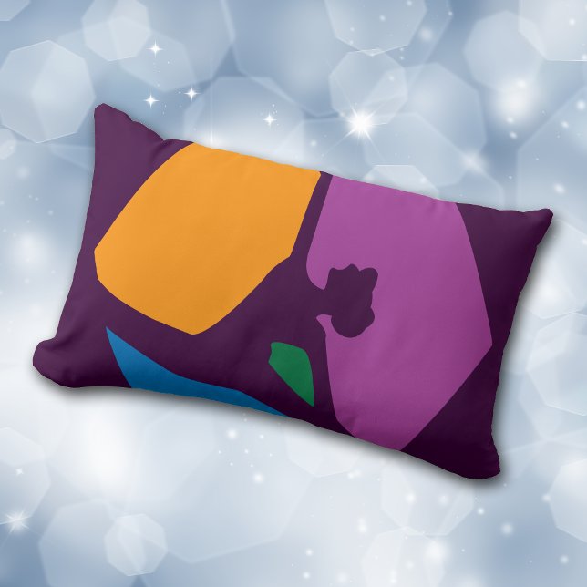 Violet Purple Abstract Blocks Dancer Lumbar Cushion (Creator Uploaded)