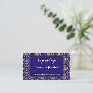 Violet Purple and Gold Pattern Wedding QR Registry Enclosure Card