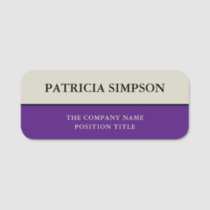 Violet Purple and Stone Grey Refined Look Name Tag