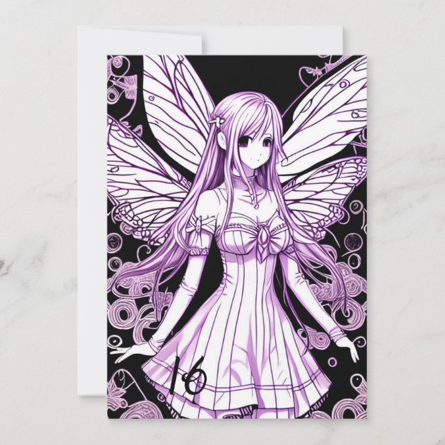 Violet Purple Anime Princess Sweet 16 Birthday Invitation (Front)