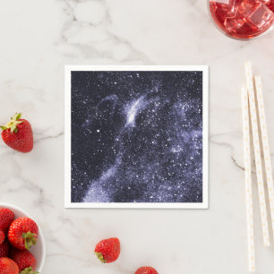 Violet purple black abstract galaxy napkin