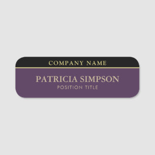 Violet Purple Black Elegance Glamour Modern Name Tag