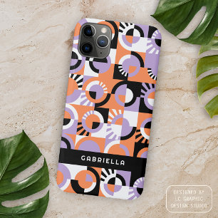 Violet Purple Black Orange Midcentury Art Pattern iPhone 16 Pro Max Case