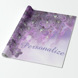 Violet Purple Blooming Flower Orchids Wrapping Pap Paper