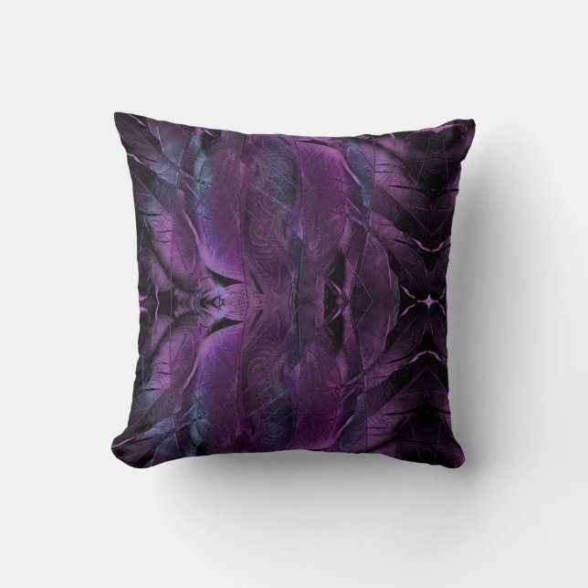 Violet Purple blue black feather texture abstract Cushion (Front)