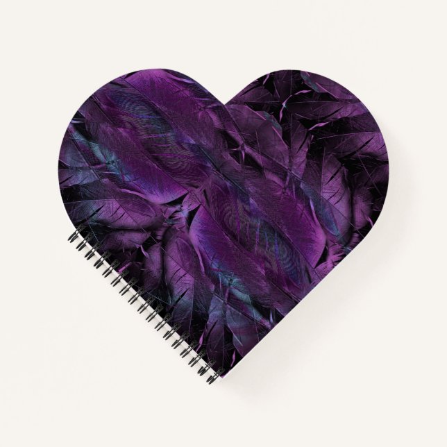 Violet Purple blue black feather texture abstract Notebook (Front)
