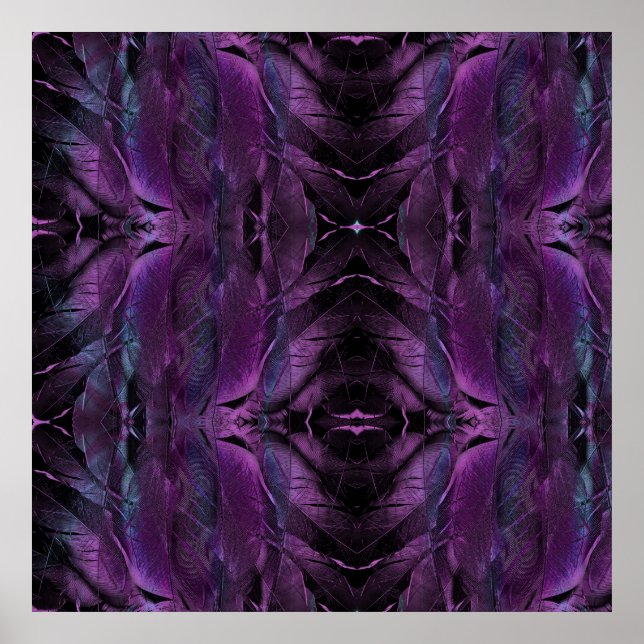 Violet Purple blue black feather texture abstract  Poster (Front)