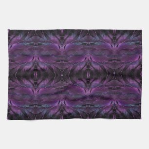 Violet Purple blue black feather texture abstract Tea Towel