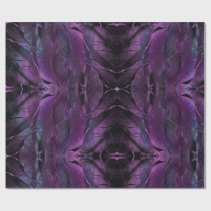 Violet Purple blue black feather texture abstract Wrapping Paper