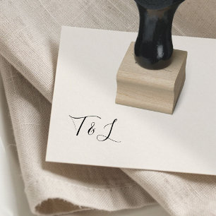 Violet Purple   Calligraphy Initials Wedding  Rubber Stamp