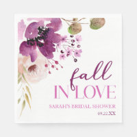 Violet Purple Floral Fall In Love Bridal Shower