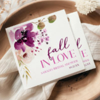 Violet Purple Floral Fall In Love Bridal Shower