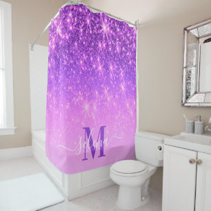 Violet Purple Glitter Shower Curtain