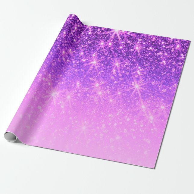 Violet Purple Glitter Wrapping Paper (Unrolled)