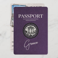 Violet Purple Greece Passport Save the Date Card