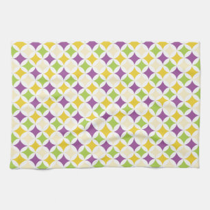 Violet Purple, Green, and Yellow Diamonds Tea Towel