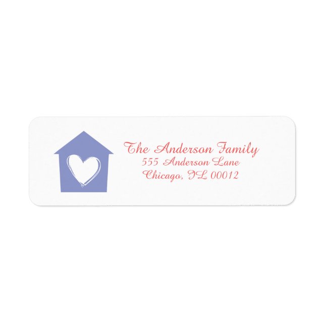 Violet Purple Heart House Custom Address Labels (Front)