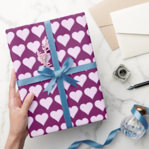 Violet Purple Hearts Minimal Wrapping Paper
