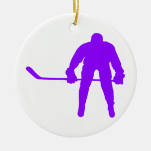Violet Purple Ice Hockey Ceramic Tree Decoration