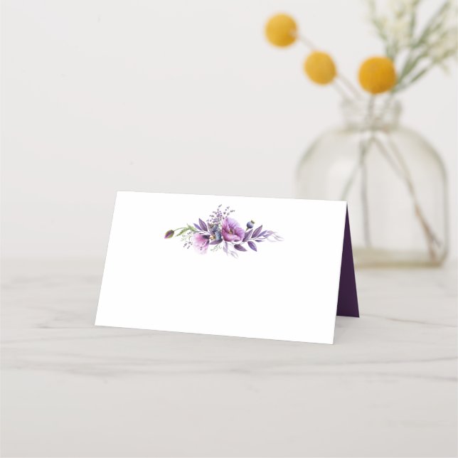 Violet Purple Lavender Wildflowers Place Cards (Front)