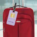 Violet purple leather business company logo name luggage tag<br><div class="desc">Violet,  lavender coloured faux leather print as background.  Personalise and add you business logo,  name and contact details.  Purple text.</div>