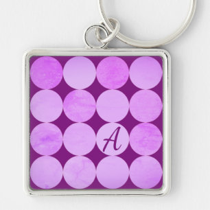 Violet, Purple Magenta & Pink Circles Monogram Key Ring