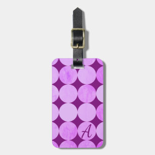 Violet, Purple Magenta & Pink Circles Monogram Luggage Tag