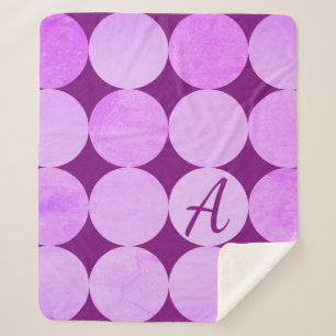 Violet, Purple Magenta & Pink Circles Monogram Sherpa Blanket