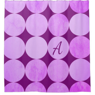 Violet, Purple Magenta & Pink Circles Monogram Shower Curtain
