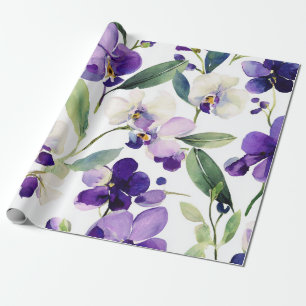 Violet Purple Orchid Elegant Floral Botanical Wrapping Paper