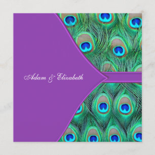 Violet Purple Peacock Wedding Invitations