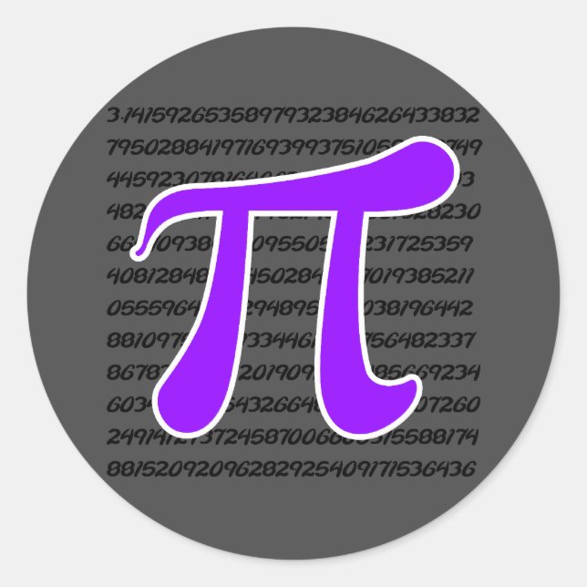 Violet Purple Pi Symbol Classic Round Sticker (Front)