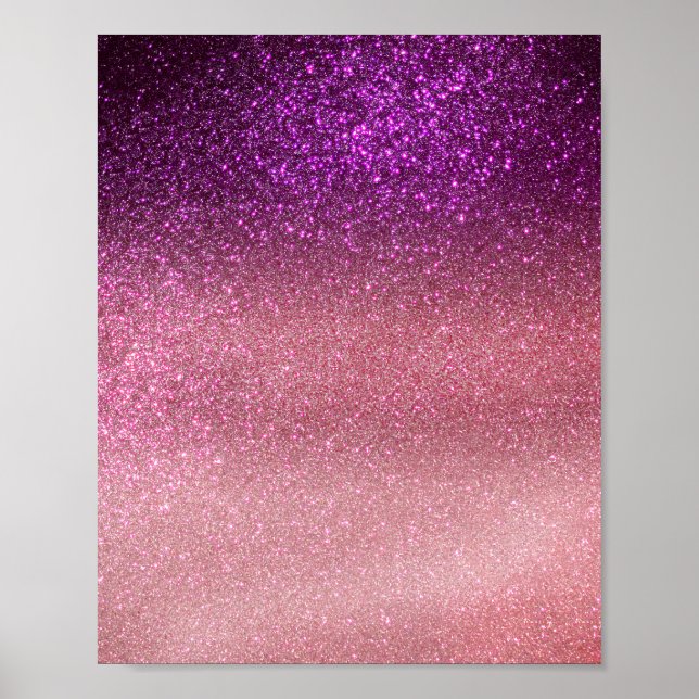 Violet Purple Pink Triple Glitter Ombre Gradient Poster (Front)