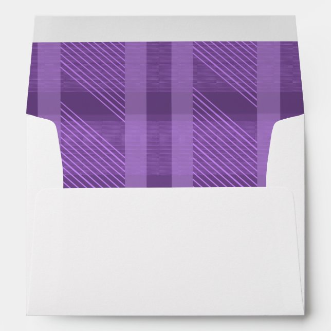 Violet Purple Plaid Bridal Wedding Envelope (Back (Bottom))