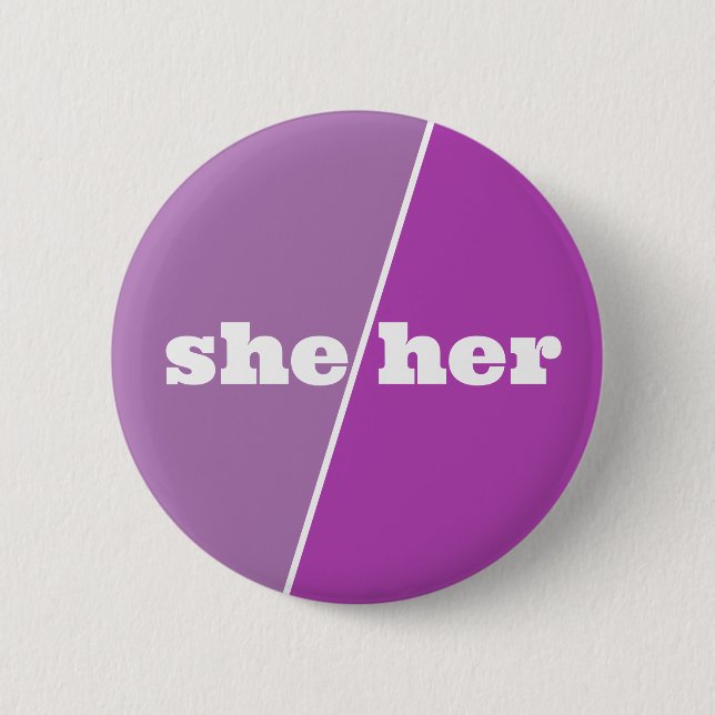Violet Purple Pronoun Button She/Her  (Front)
