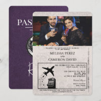 Violet Purple Reno Passport Wedding Invitation