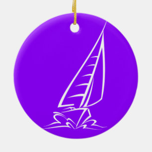 Violet Purple Sailing Ceramic Tree Decoration